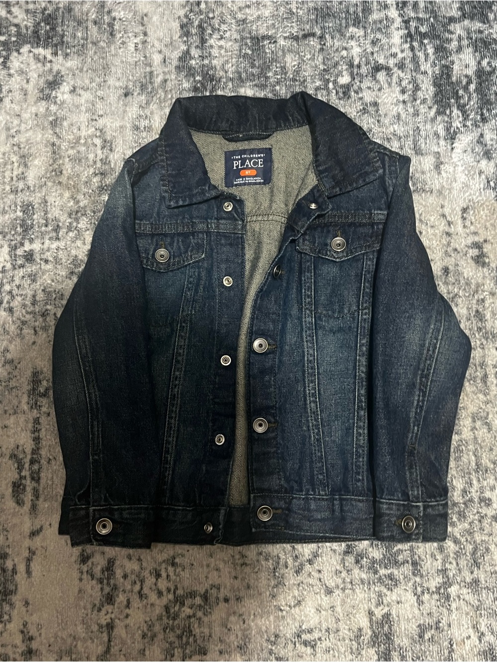 The Children's Place Dark Blue Denim Jacket with Button Front
